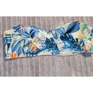 Jantzen Bandeau Bikini Top Size 14 Tropical Floral Print Swimsuit Straps NWT $59